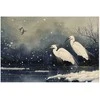 Artgeist Plakatas - Herons over a Winter Pond - illustration in the Japanese style in dark colors