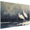 Artgeist Plakatas - Herons over a Winter Pond - illustration in the Japanese style in dark colors