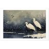 Artgeist Plakatas - Herons over a Winter Pond - illustration in the Japanese style in dark colors