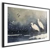 Artgeist Plakatas - Herons over a Winter Pond - illustration in the Japanese style in dark colors