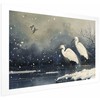 Artgeist Plakatas - Herons over a Winter Pond - illustration in the Japanese style in dark colors