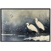 Artgeist Plakatas - Herons over a Winter Pond - illustration in the Japanese style in dark colors
