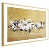 Artgeist Plakatas - Japanese Cranes - a flock of birds against a golden background based on the painting of Ishida Yūtei