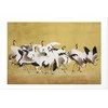 Artgeist Plakatas - Japanese Cranes - a flock of birds against a golden background based on the painting of Ishida Yūtei