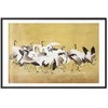 Artgeist Plakatas - Japanese Cranes - a flock of birds against a golden background based on the painting of Ishida Yūtei
