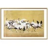Artgeist Plakatas - Japanese Cranes - a flock of birds against a golden background based on the painting of Ishida Yūtei