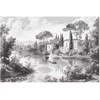 Artgeist Plakatas - Juodas-and-Baltas Vintage Landscape with a Pond