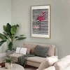 Artgeist Plakatas - Juodas Stripes and Flamingo