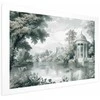 Artgeist Plakatas - Landscape with a Park and Lake in Retro Greens