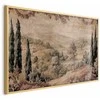 Artgeist Plakatas - Mediterranean Landscape - Old Tapestry with a Hill and Lake