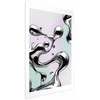 Artgeist Plakatas - Metallic Fluidity - abstract sidabrinis forms on a mint-violetinė background