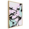 Artgeist Plakatas - Metallic Fluidity - abstract sidabrinis forms on a mint-violetinė background