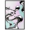 Artgeist Plakatas - Metallic Fluidity - abstract sidabrinis forms on a mint-violetinė background