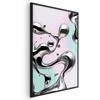 Artgeist Plakatas - Metallic Fluidity - abstract sidabrinis forms on a mint-violetinė background