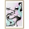 Artgeist Plakatas - Metallic Fluidity - abstract sidabrinis forms on a mint-violetinė background