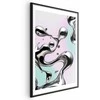 Artgeist Plakatas - Metallic Fluidity - abstract sidabrinis forms on a mint-violetinė background
