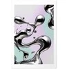 Artgeist Plakatas - Metallic Fluidity - abstract sidabrinis forms on a mint-violetinė background