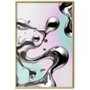 Artgeist Plakatas - Metallic Fluidity - abstract sidabrinis forms on a mint-violetinė background