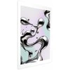 Artgeist Plakatas - Metallic Fluidity - abstract sidabrinis forms on a mint-violetinė background