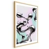 Artgeist Plakatas - Metallic Fluidity - abstract sidabrinis forms on a mint-violetinė background