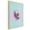 Artgeist Plakatas - Metallic Form - abstract sculpture on a mint background with a violetinė halo