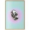 Artgeist Plakatas - Metallic Form - abstract sculpture on a mint background with a violetinė halo
