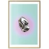 Artgeist Plakatas - Metallic Form - abstract sculpture on a mint background with a violetinė halo