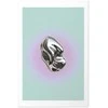 Artgeist Plakatas - Metallic Form - abstract sculpture on a mint background with a violetinė halo