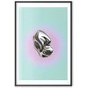Artgeist Plakatas - Metallic Form - abstract sculpture on a mint background with a violetinė halo