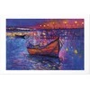 Artgeist Plakatas - Modern impressionism - night landscape of a lake with a floating boat