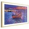 Artgeist Plakatas - Modern impressionism - night landscape of a lake with a floating boat