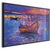 Artgeist Plakatas - Modern impressionism - night landscape of a lake with a floating boat