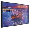 Artgeist Plakatas - Modern impressionism - night landscape of a lake with a floating boat