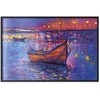Artgeist Plakatas - Modern impressionism - night landscape of a lake with a floating boat