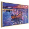 Artgeist Plakatas - Modern impressionism - night landscape of a lake with a floating boat