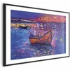 Artgeist Plakatas - Modern impressionism - night landscape of a lake with a floating boat