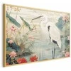 Artgeist Plakatas - Over the Asian Pond - illustration in the Japanese print style featuring a heron