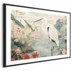 Artgeist Plakatas - Over the Asian Pond - illustration in the Japanese print style featuring a heron