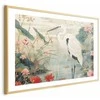 Artgeist Plakatas - Over the Asian Pond - illustration in the Japanese print style featuring a heron