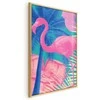 Artgeist Plakatas - Rožinė Flamingo - abstract flamingo against a background of palm trees and ice cubes