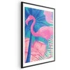 Artgeist Plakatas - Rožinė Flamingo - abstract flamingo against a background of palm trees and ice cubes