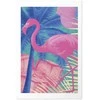 Artgeist Plakatas - Rožinė Flamingo - abstract flamingo against a background of palm trees and ice cubes