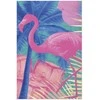 Artgeist Plakatas - Rožinė Flamingo - abstract flamingo against a background of palm trees and ice cubes