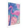 Artgeist Plakatas - Rožinė Flamingo - abstract flamingo against a background of palm trees and ice cubes