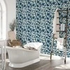 Artgeist Tapetas - Birds and roses - monochrome mėlynas pattern with botanical motif
