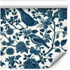 Artgeist Tapetas - Birds and roses - monochrome mėlynas pattern with botanical motif
