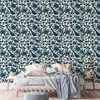 Artgeist Tapetas - Birds and roses - monochrome mėlynas pattern with botanical motif