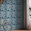 Artgeist Tapetas - Birds and roses - monochrome mėlynas pattern with botanical motif