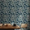 Artgeist Tapetas - Birds and roses - monochrome mėlynas pattern with botanical motif