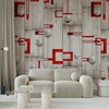 Artgeist Tapetas - Concrete, red frames and baltas knobs